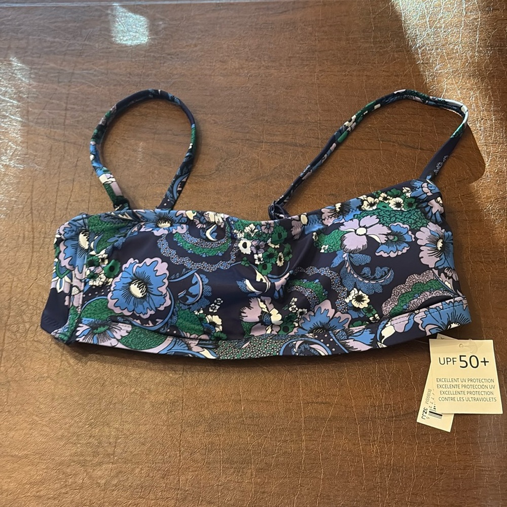 Floral Blue Bikini Top